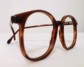 SALE Big 1980s Tortoise Shell Eyeglasses or Sunglasses Frames, Faux Horn Rimmed