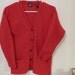 Wool Cardigan, Red Sweater, Button Down with Pockets. Layering. 1980s.