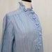 Light Blue Ruffle Front Tuxedo Blouse/ Striped Oxford Shirt/ Many Sizes/ 1980s Ticking Blouse / Women/ Men