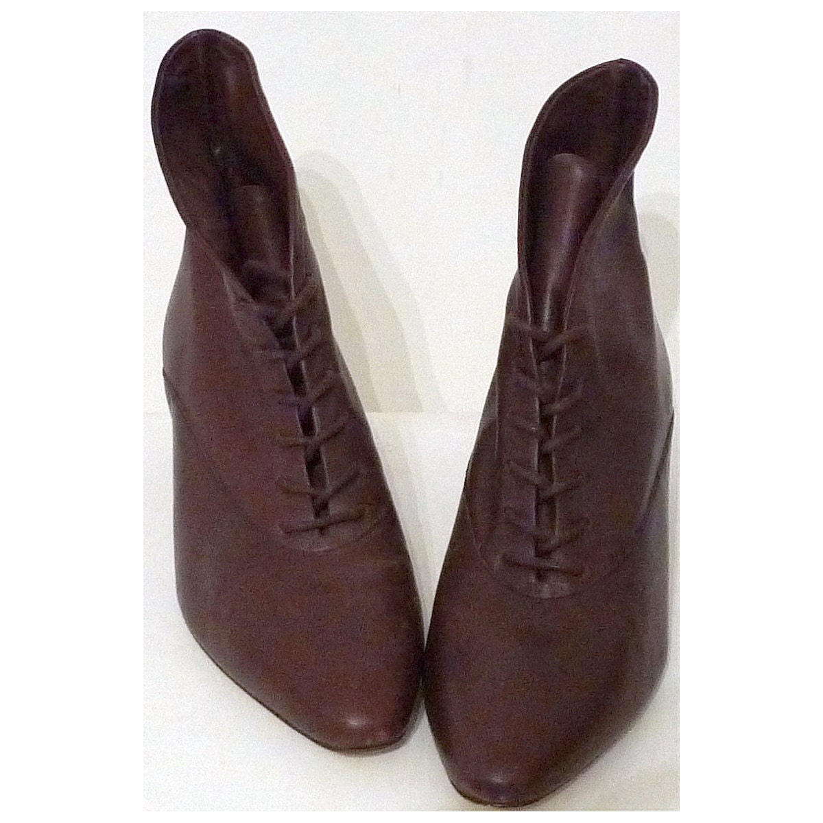 Sz. 7, Brown Ankle Lace-up Boots, Granny's Oxford Chukka Desert Booties, 1980s Does 1920s Witchy