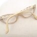 Vintage Pearl Eyeglasses /White Carved Cat Eye Sunglasses // Winged Frame France Raybert Pearl Horn Rimmed Cat Eye Eyeglass Sun Glasses