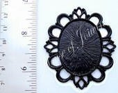 30x40 mm Cameo Cabochon Black METAL  SETTING Settings Ornate - 10 Pieces