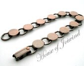Glue Pad Disc Loop Bracelet Blank ANTIQUED COPPER Link Forms - Lot of 5 Pieces