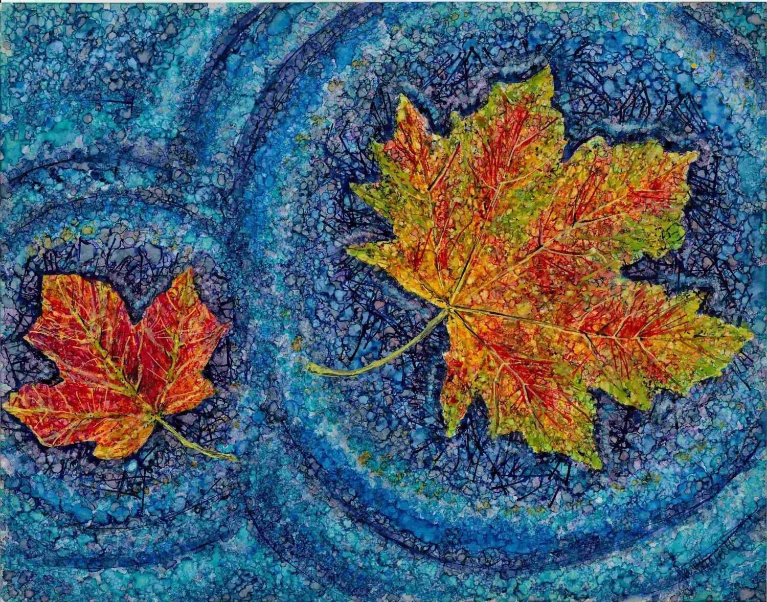 Fall Leaves Autumn Abstract Painting Giclee Art by sarahmerrill