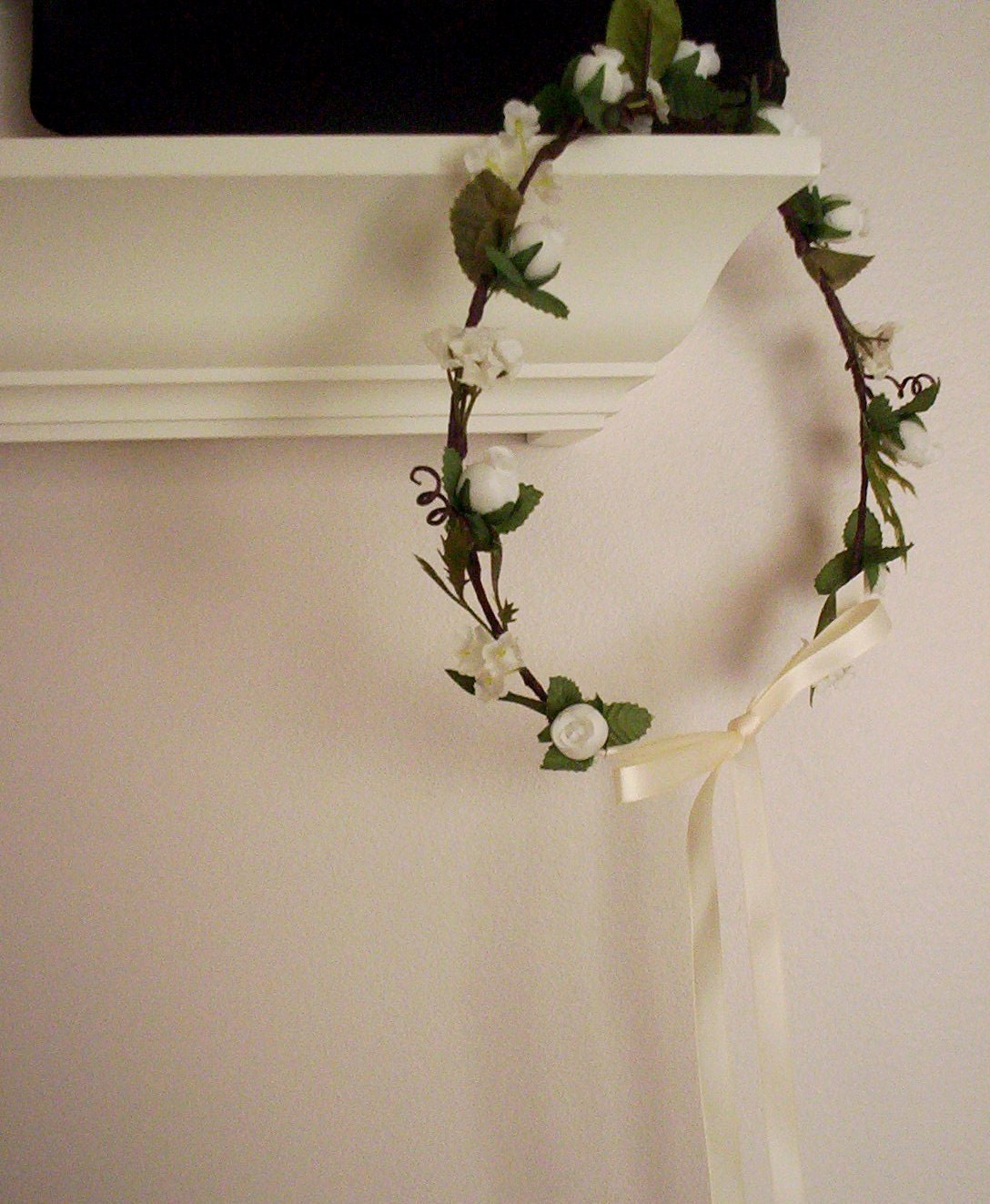 Rustic chic Floral Head crown -Marissa- ready to Ship shabby Ivory Bridal hairpiece Wedding Accessory