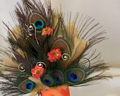 Peacock Cake Topper Tropical Orange Ready to ship Wedding Reception Decor AmoreBride original cake top Bridal Accessories