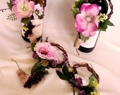 Shabby Chic Wedding Centerpieces Wine Bottle toppers 10 Piece Set Pink rustic Vineyard bridal accessory reception decoration