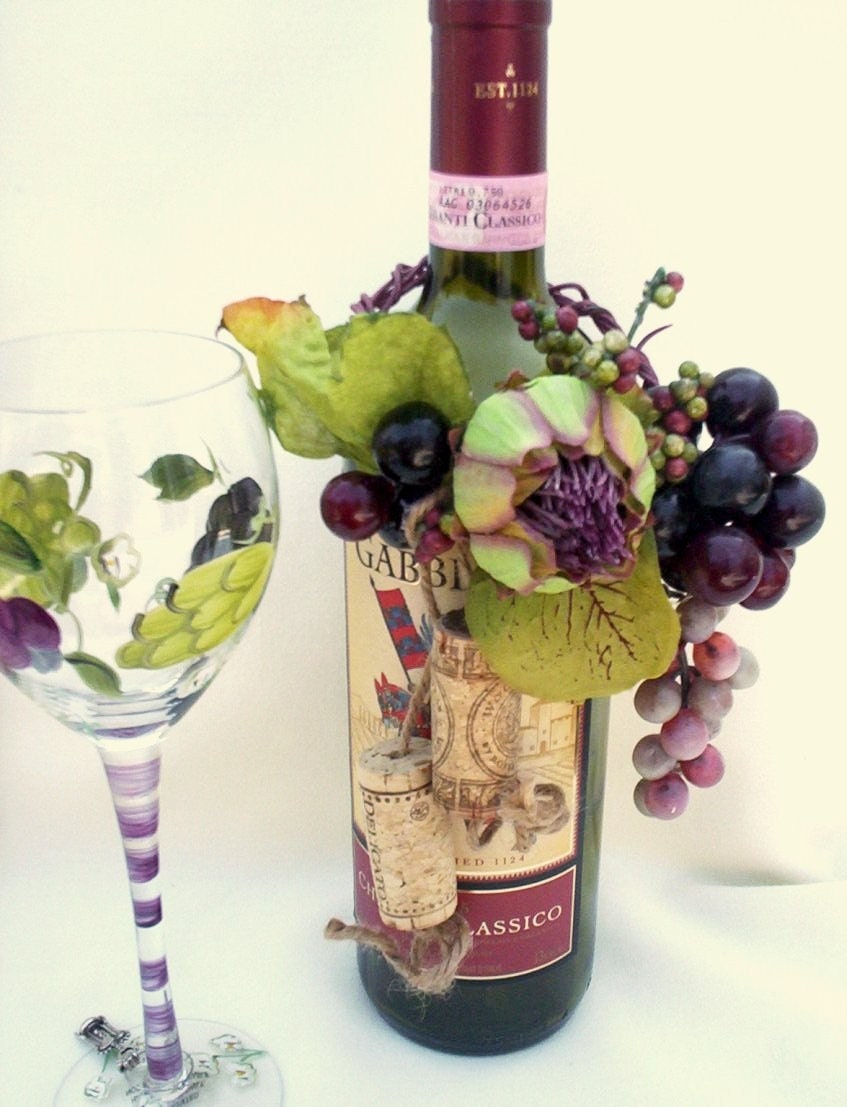 Wine Art Wine Bottle Topper Centerpieces Italian by AmoreBride