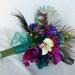 Teal Peacock feather Bridal Bouquet Brides maids artificial wedding flowers purple, Raspberry, pink bokay package custom for Terianna