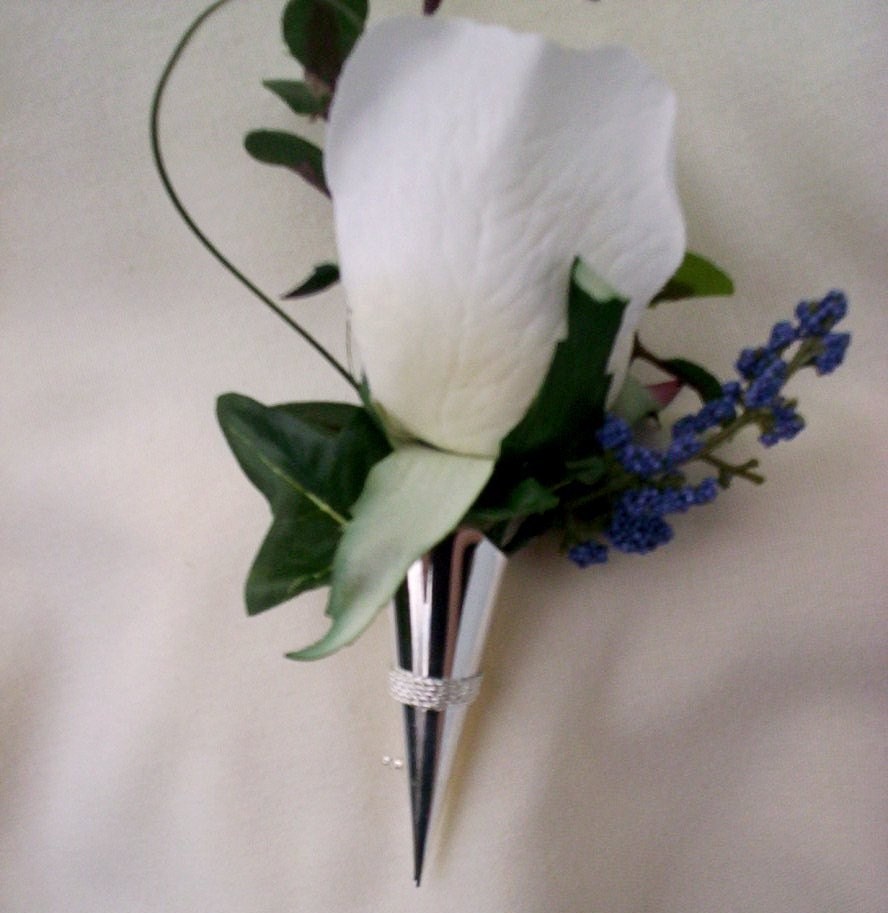 Wedding Flowers Grooms Boutonniere Buttonhole Silver Cone