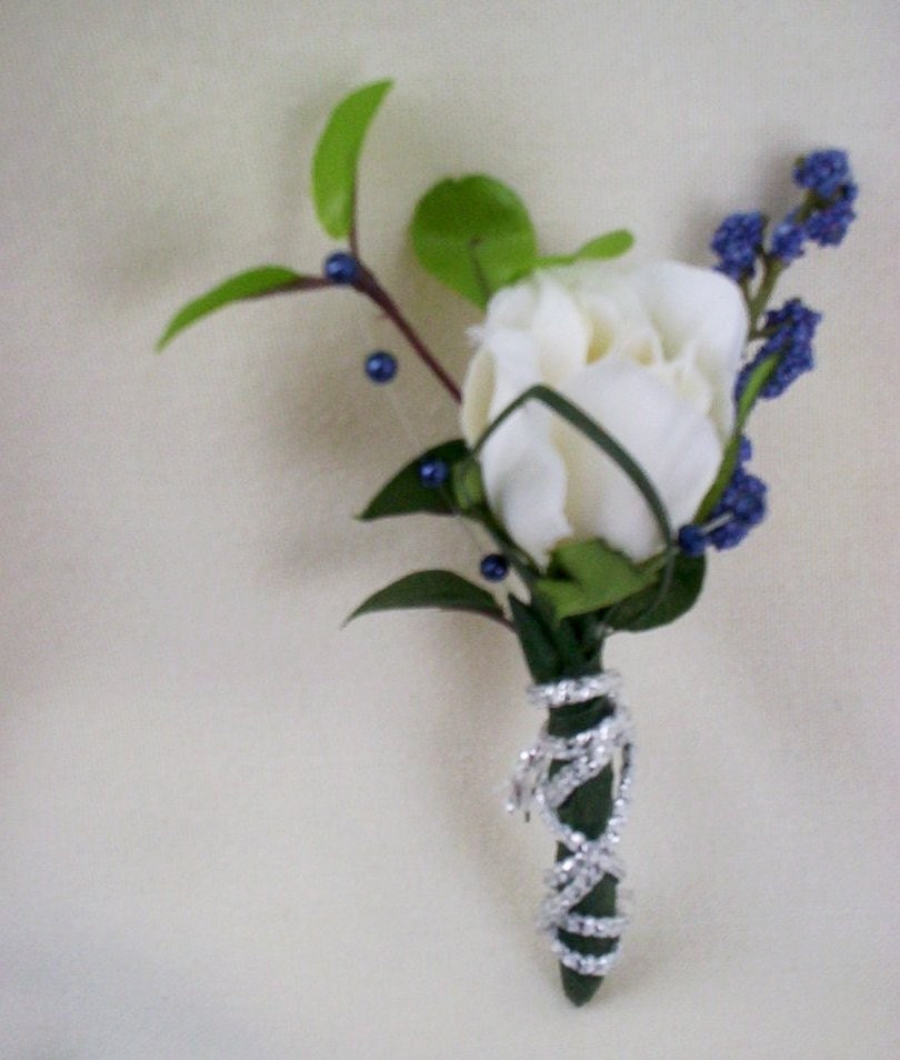 Wedding Flowers Grooms Boutonniere Buttonhole Silver Cone