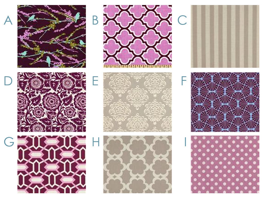 Purple and Gray BIRDS - Custom Crib Bedding Set Set - Blanket, Bumper, Fitted Sheet, Crib Skirt  - Grey, Lavender