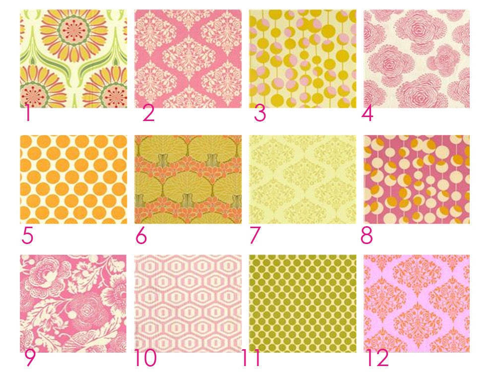Custom Crib Bedding, Flower Pop, Amy - Pink, Orange, Yellow and Green - Blanket, Bumper, Fitted Sheet, Crib Skirt