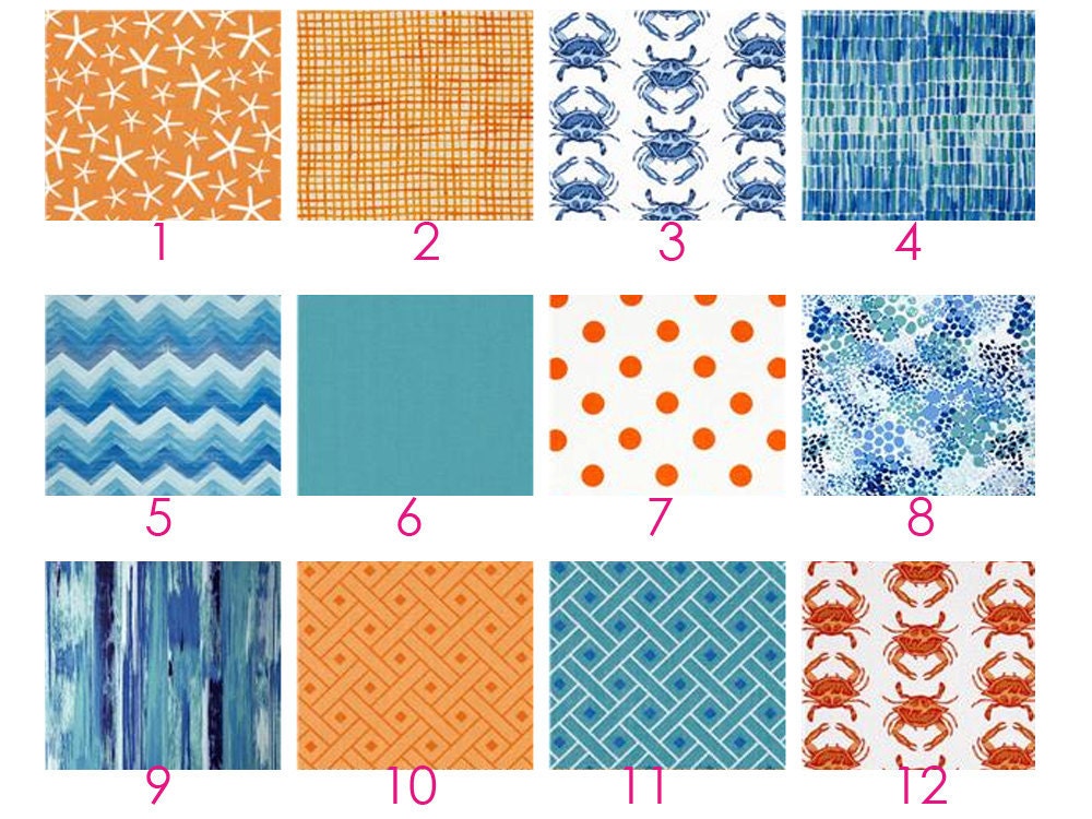 Custom Crib Bedding - Going Coastal - Orange, Aqua, Teal