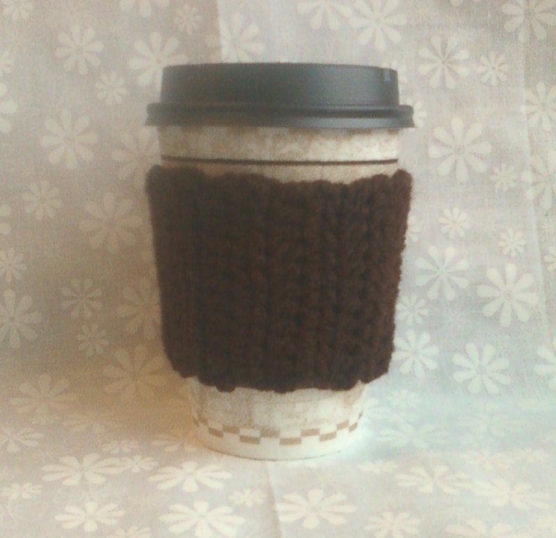 Crocheted Coffee Cup Cozy Sleeve  - Chocolate Brown