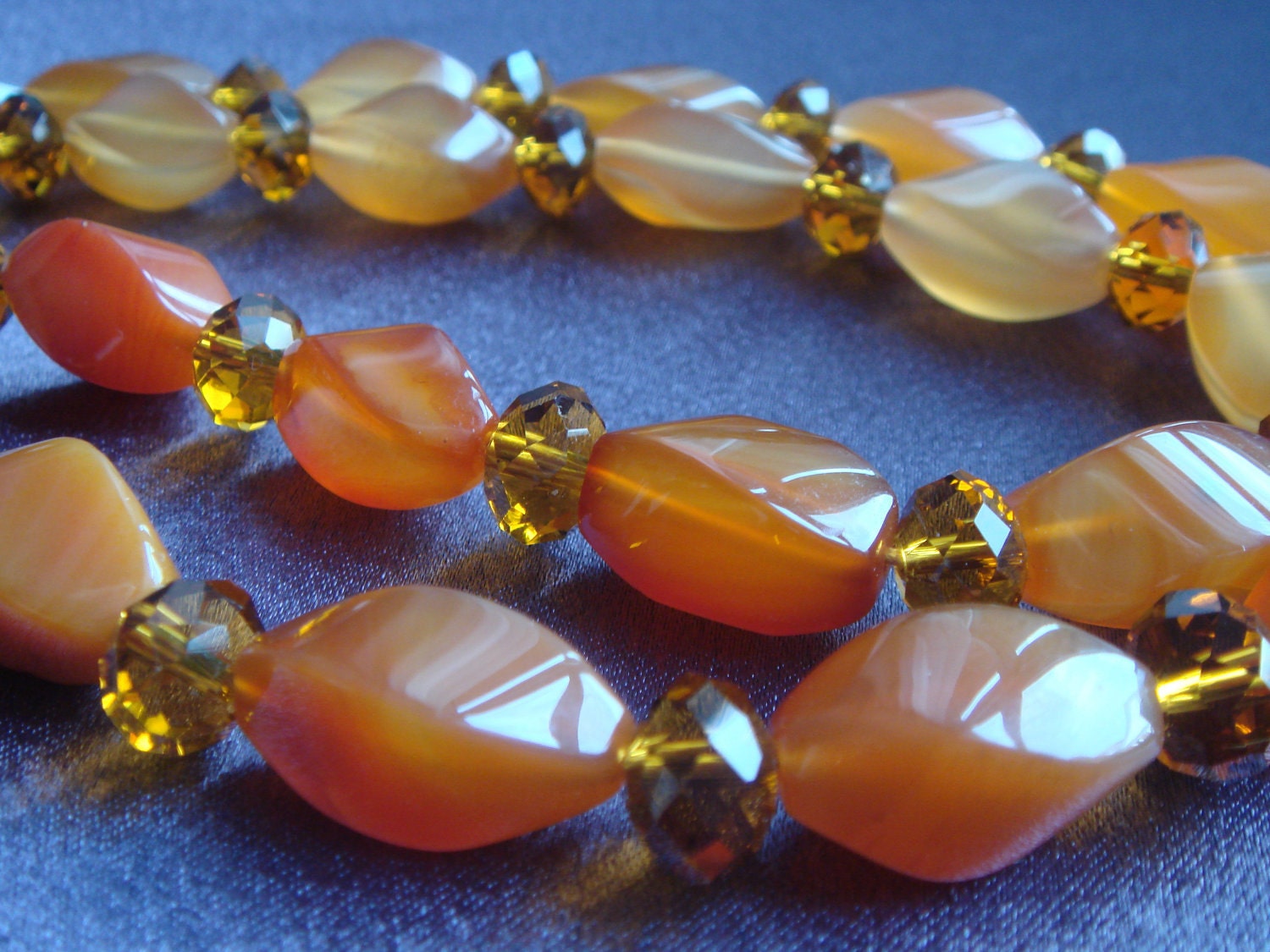 Honey Tone Natural Stone - Carnelian beaded necklace.