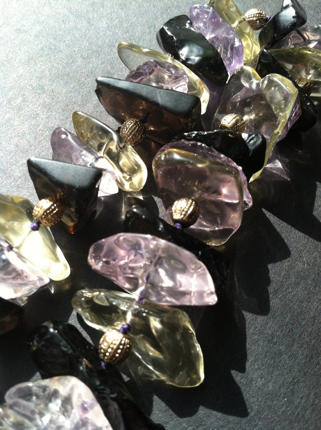 Topaz and Amethyst, Natural Stone Necklace