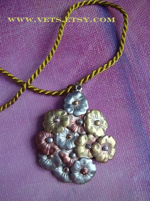 Handmade Flower Pendant, Summer Pansie Flowers