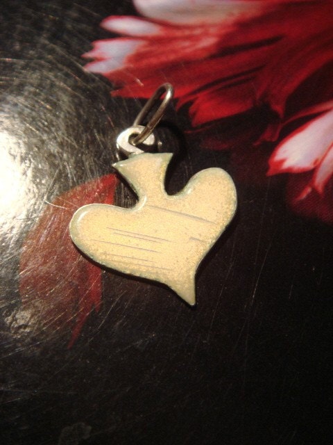 Opal Hot Enamel on Silver Heart - Playing Cards, Handmade