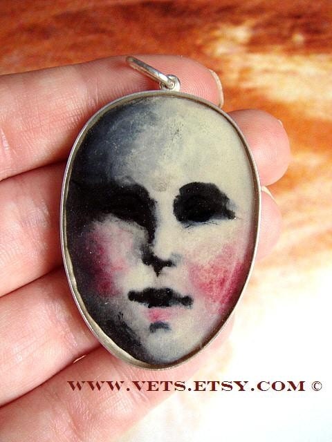 Happy Hand Painted Silver Pendant