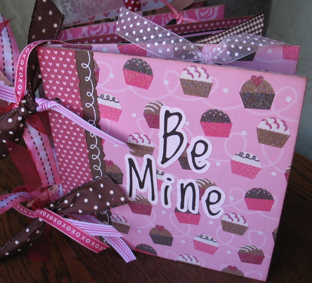 Valentine Scrapbook Album Photo Memory Book BE MINE 6x6 Chipboard Premade READY to Ship Il_570xn