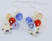 Sparkly Dangly Silver Puzzle Piece Charm Earrings with Swarovski Crystals for Autism & Aspergers Awareness - AE3