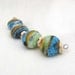 Andaman Sea-Turquoise Lime and Sunflower Horizon Crusty Distressed Relic Matte Lentil Lampwork Rustic Beads- Set of four