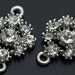 4 PCS Silver Tone Crystal Flower Rhinestone Connector-Findings-Pendant T-09K