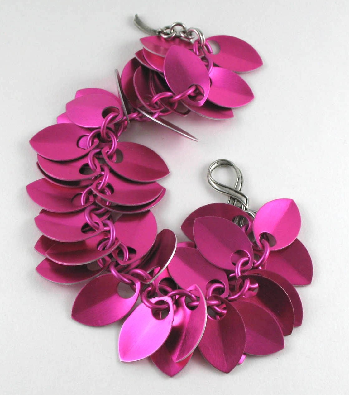 Breast Cancer Awareness Pink Chainmaille Dancing Leaves Bracelet
