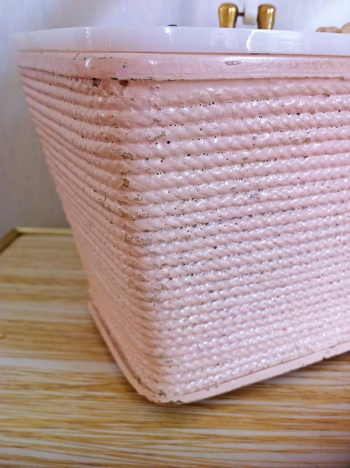 Vintage Pink Lucite and Wood Purse