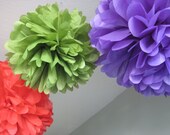 Dr Seuss Christmas - 5 Tissue Pom Kit - Red, Aloe Green, Plum Purple and White - Holiday Sweatter Party Il_170x135