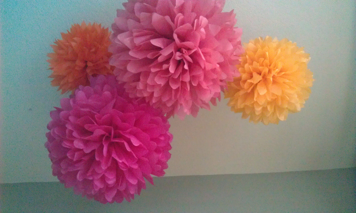 4 Tissue Pom Flowers DIY Decor Kit - Pick Your Colors- Nursery Mobile Eye development Ceiling hanging Il_170x135