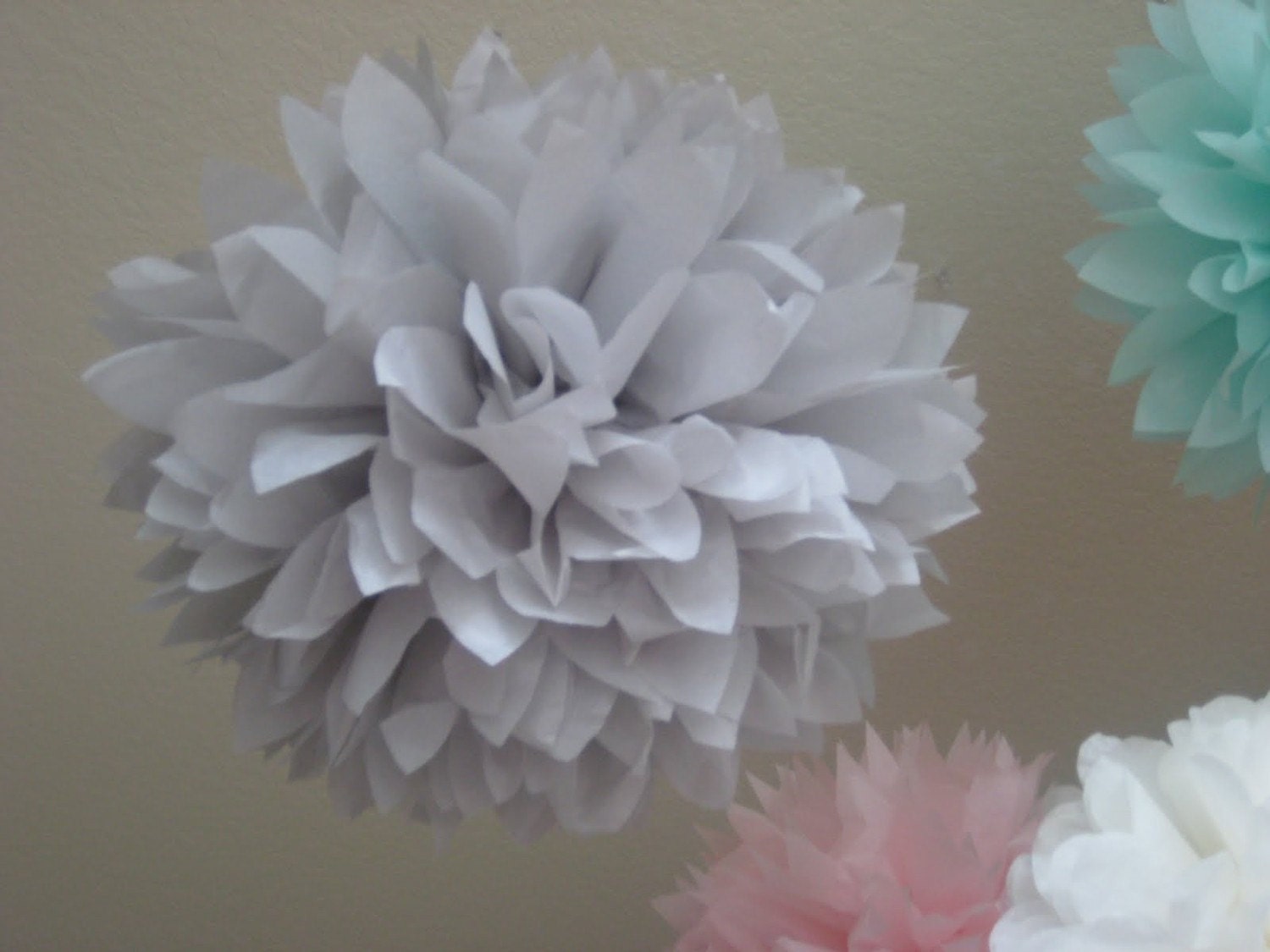 Light Gray - 1 Large Tissue Pom Pom DIY Decor Kit - As Seen on Portlandia Cool Wedding Il_570xn