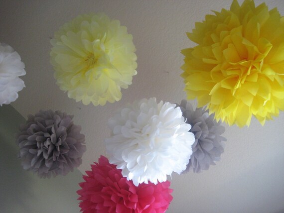 8 Tissue Paper Pom Poms - Birthday Party Decoration - Holiday Party DIY Kit - Candy Bar backdrop Il_570xn