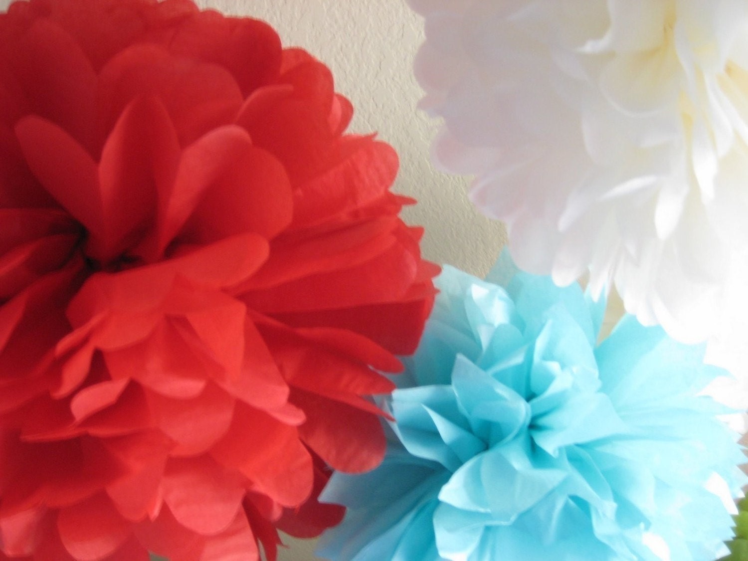 Circus Fever - 4 Tissue Paper Pom Poms Decoration DIY Kit - Fourth 4th of July Il_570xn