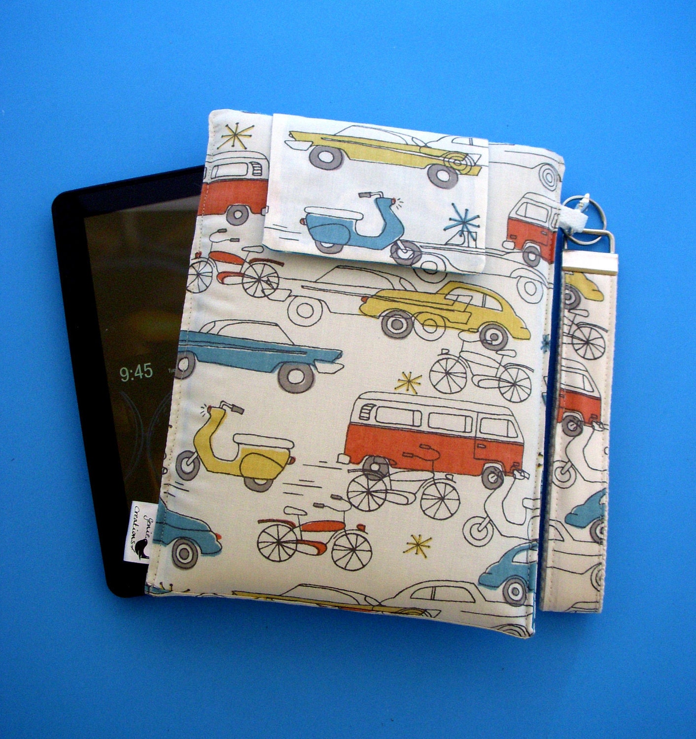 Kindle, Nook, Kobo, Sony, Blackberry Fabric Cover With Removable Key FOB Wristlet