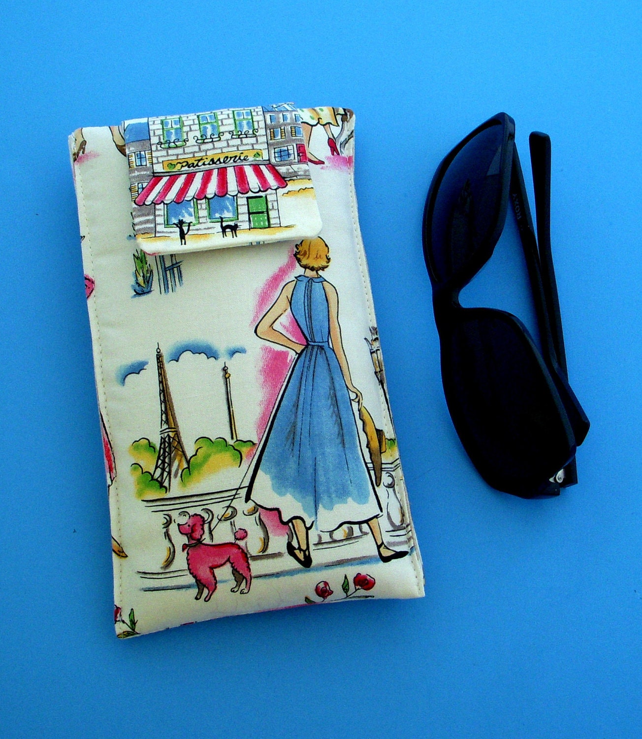 Sunglasses Case in a Design of French Women in Paris