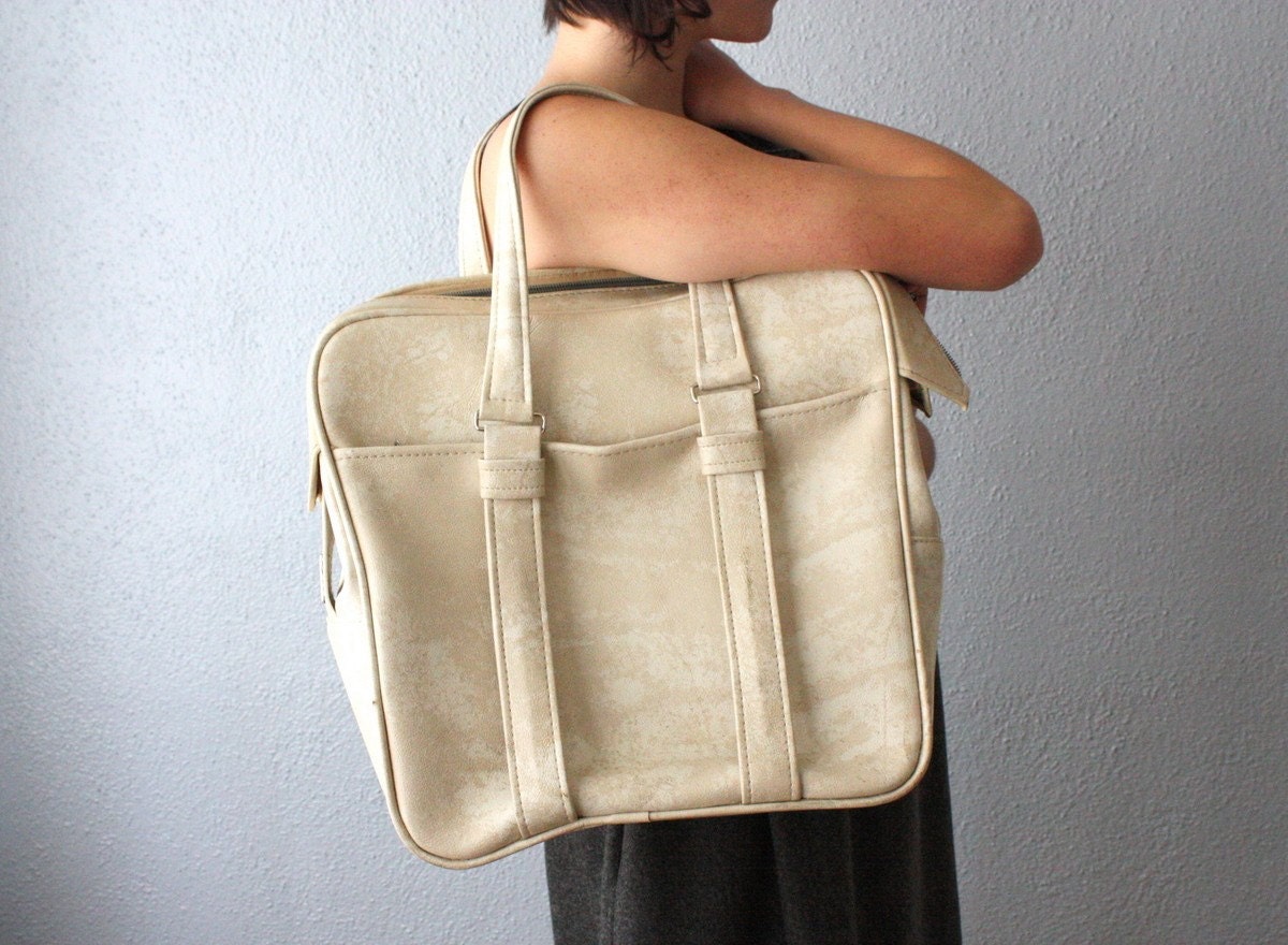 cream samsonite tote bag