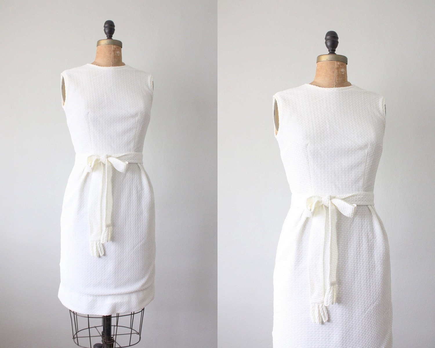 1960's dress - winter white party dress
