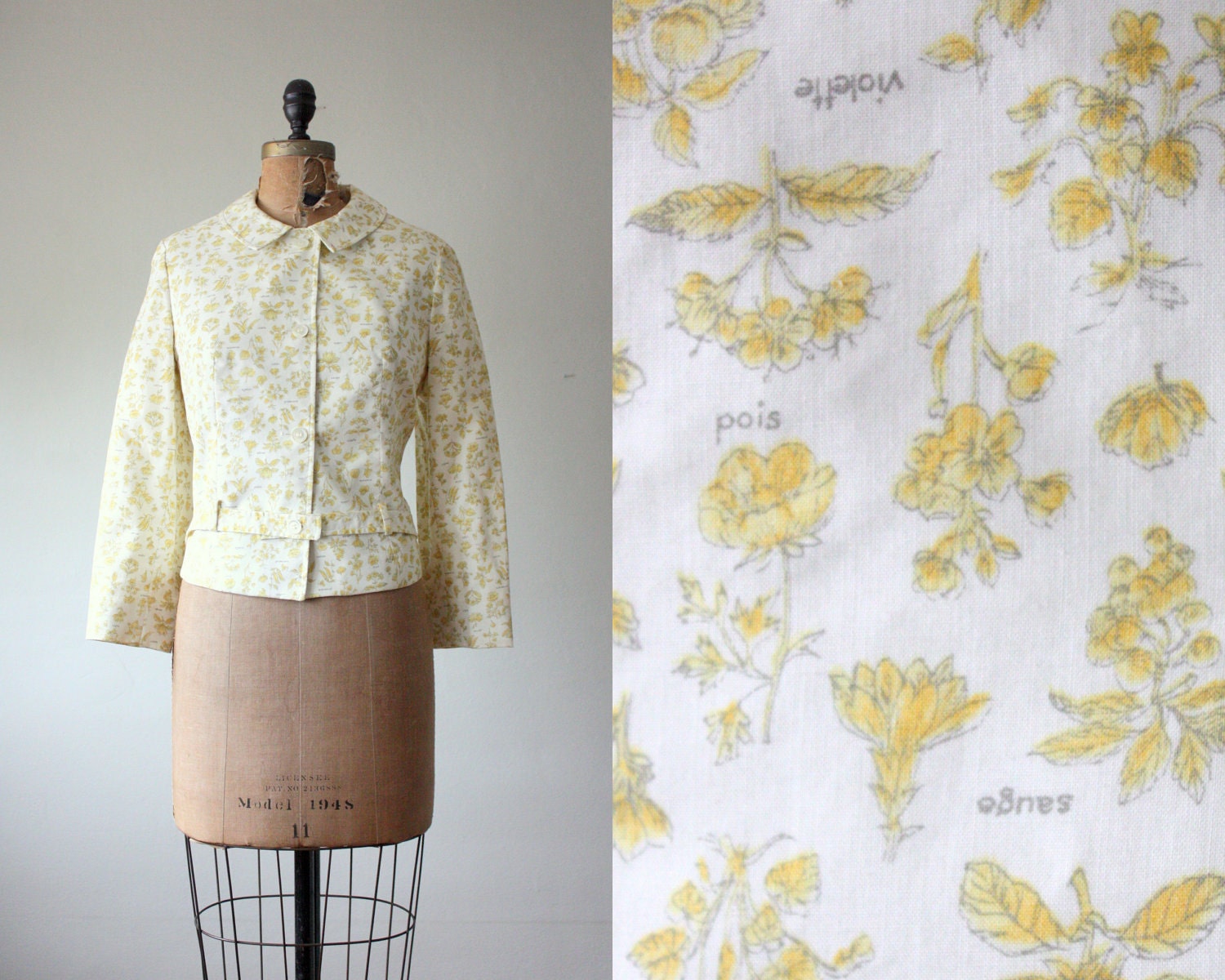 50s jacket - garden print blazer