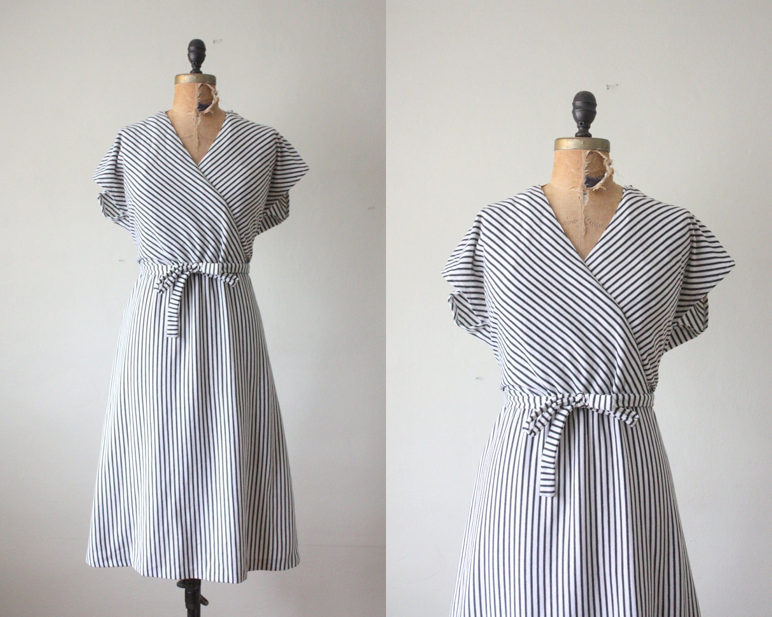 1970s dress - striped wrap dress