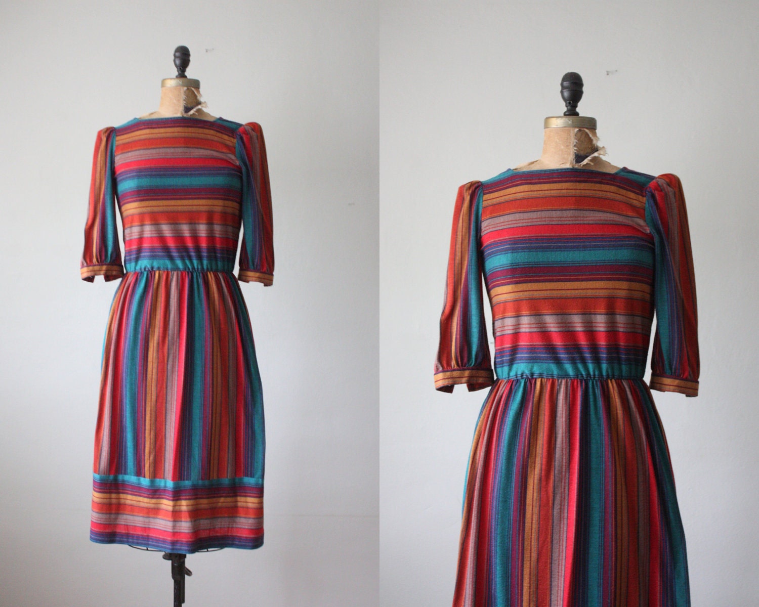 1970s dress - striped day dress