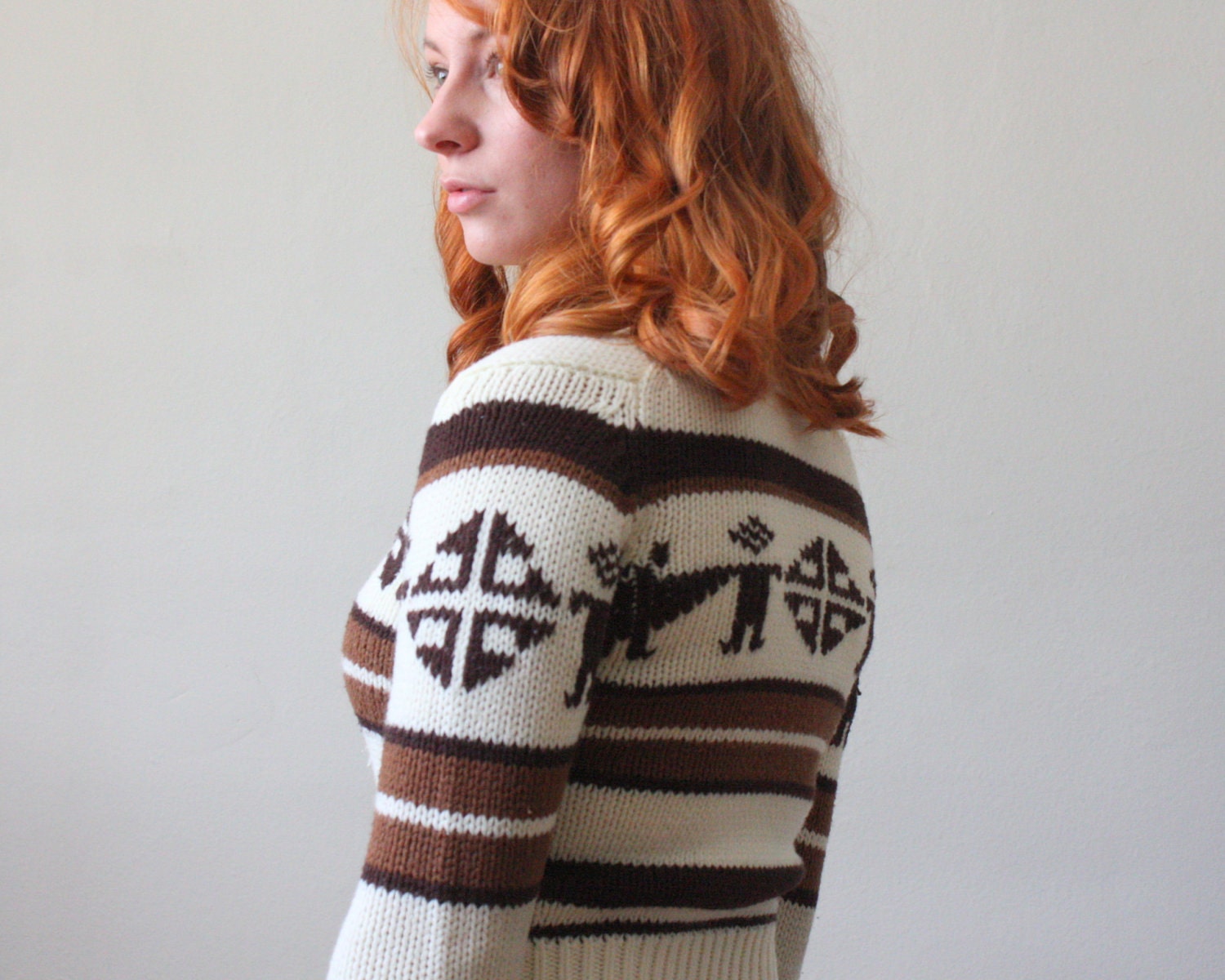 1970's cardigan - tribal knit cardigan