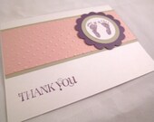 Baby Footprints Blank Thank You Cards Set of 10