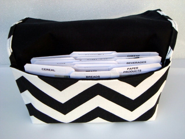Coupon Organizer  Holder - Attaches to your Shopping Cart - Black and White  Chevron - Zig Zag