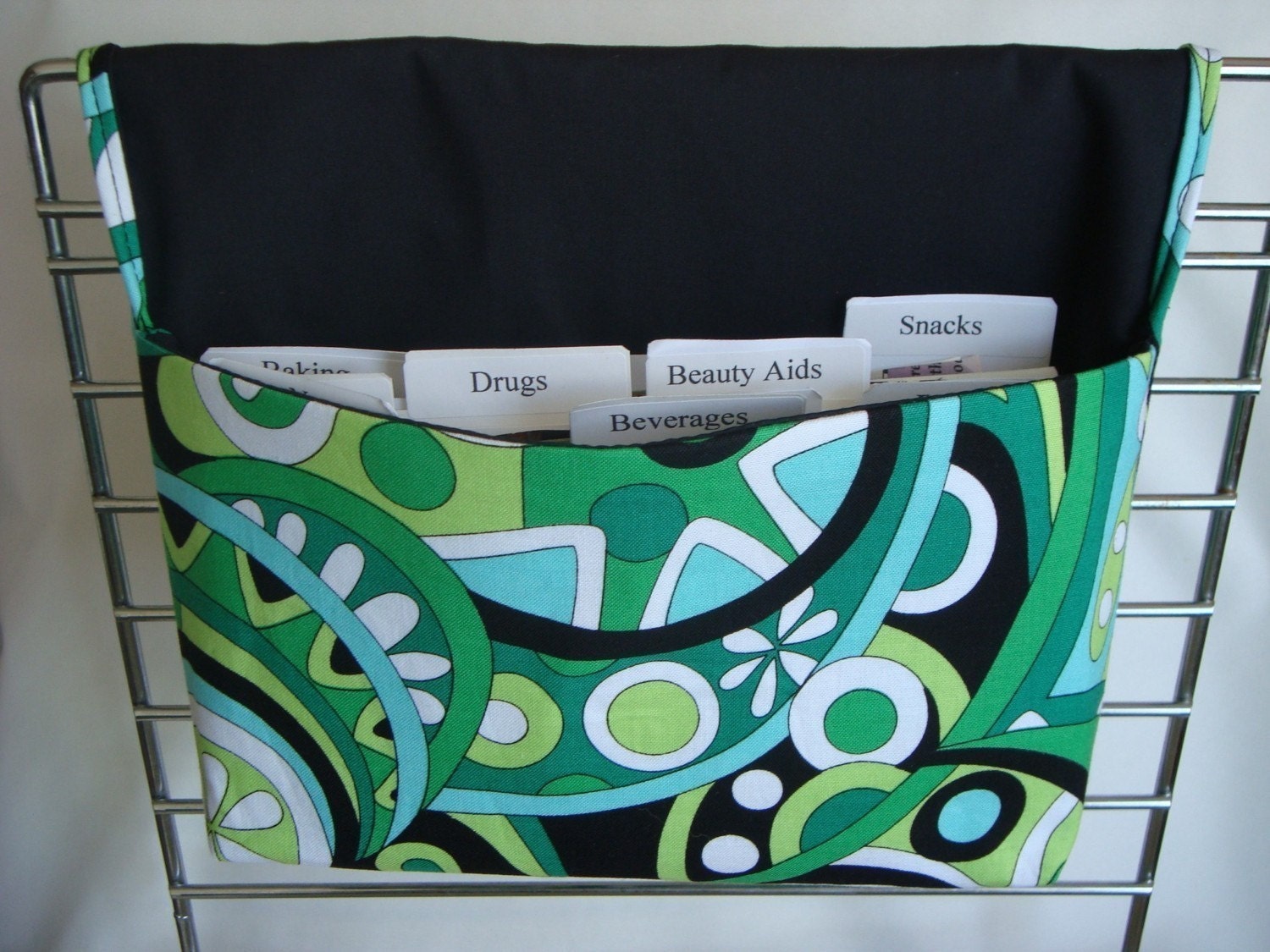 20% Off Coupon Organizer / Budget Organizer Holder - Attaches To Your Shopping Cart -Kelly Mod Swirls