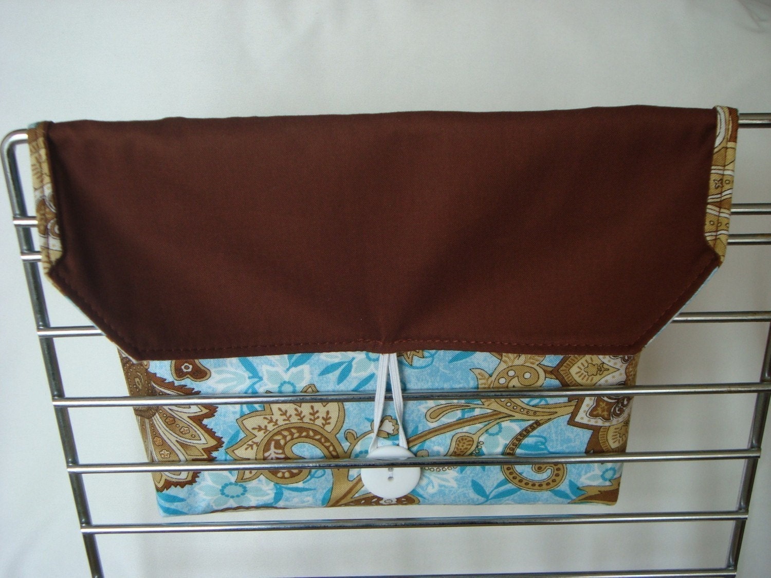 20% Off Coupon Organizer / Budget Organizer Holder - Attaches To Your Shopping Cart- Indian Floral - TURQUOISE AND GOLD