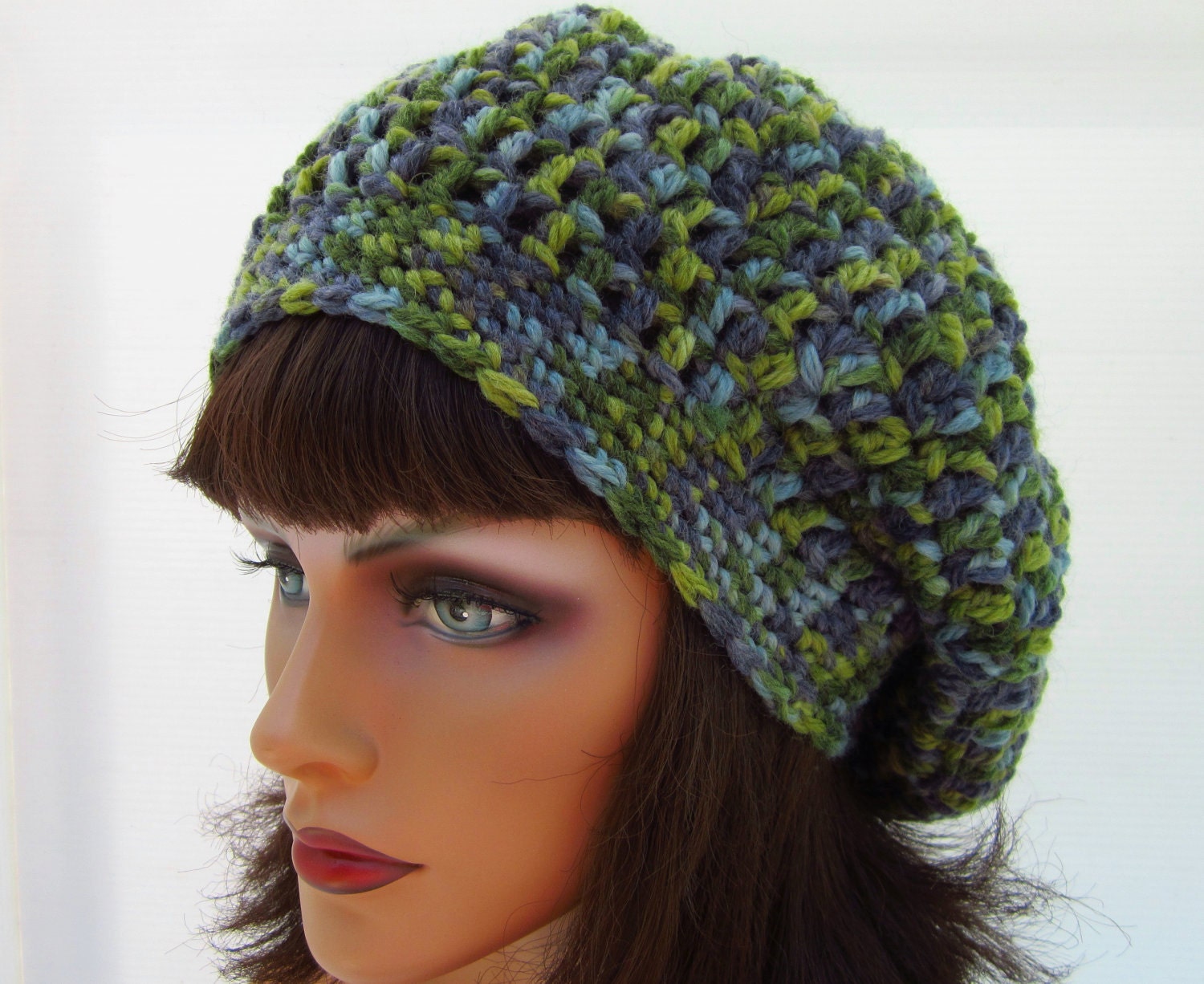 CROCHET Merino Wool SLOUCHY Beanie Tam - UNISEX Multicolour
