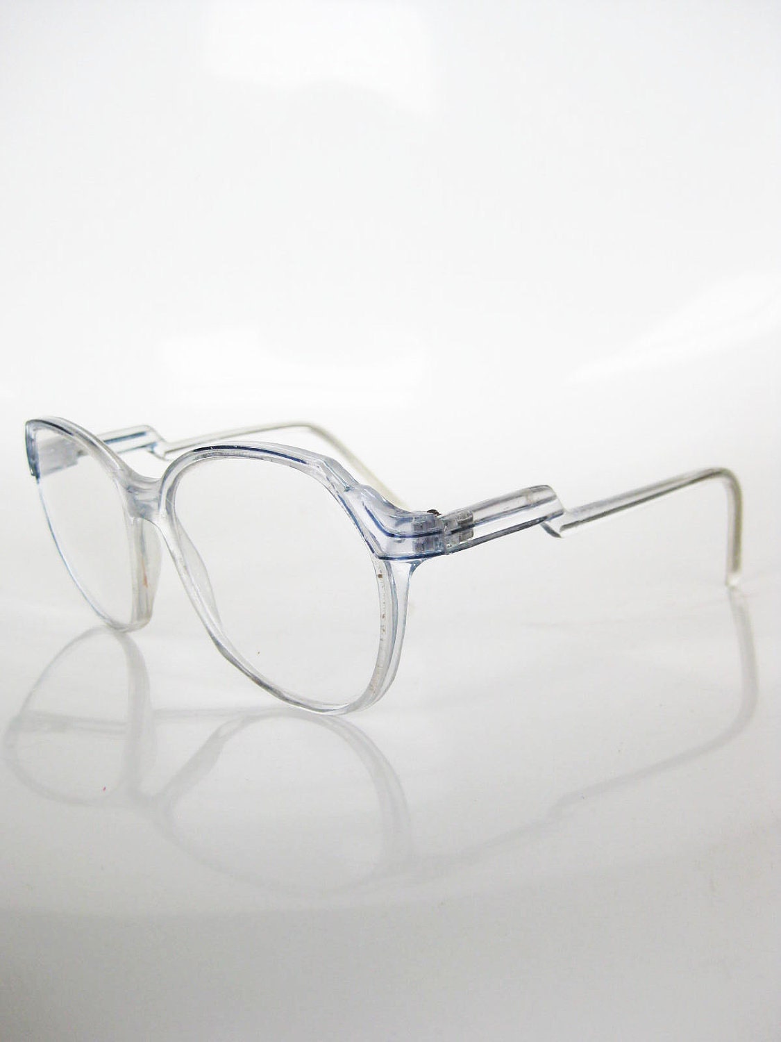 Vintage NEW WAVE Glam Eyeglasses Glasses Eyewear 1980s Grunge ZIG Zag Blue Sea Teal Unisex Mens Womens