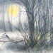 Free Shipping - Romance In The Twilight (Original Watercolor Painting)